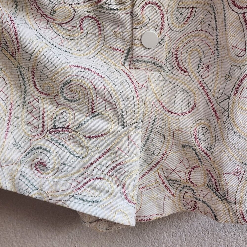 Shoshanna Romper Womens 4 White Multicolor Paisley Short Sleeve Belted Pockets - Picture 9 of 14